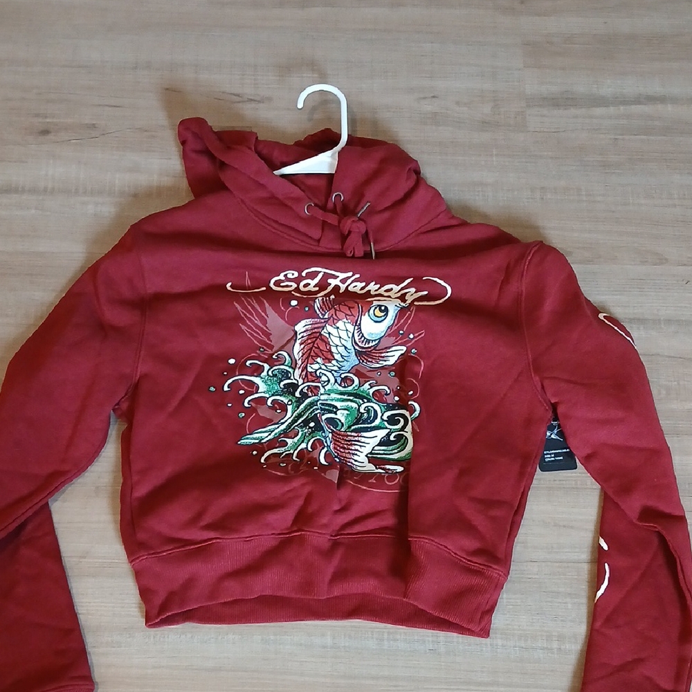 Ed Hardy Women's Red Graphic Sweater